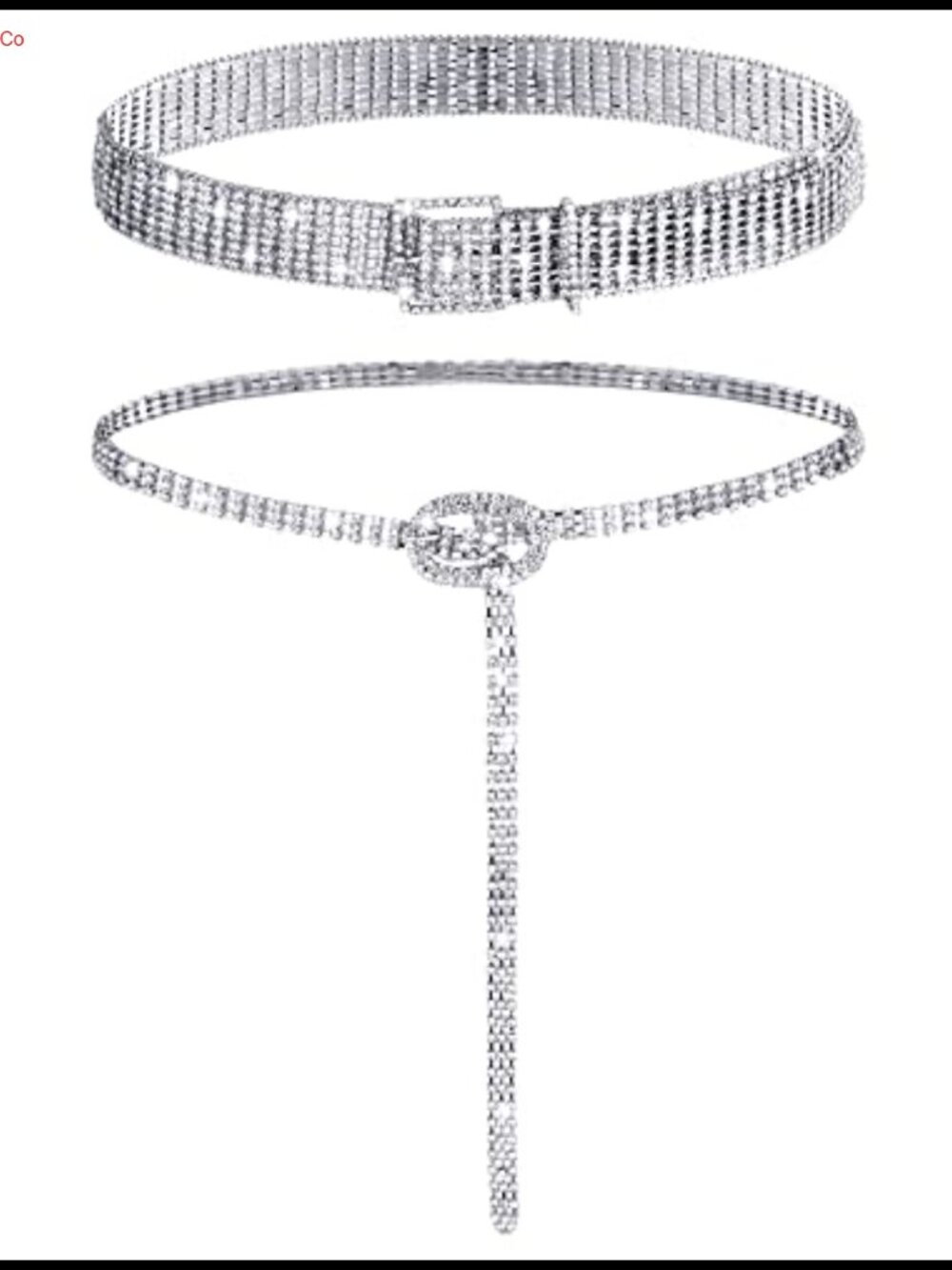 2 Pc Rhinestone Crystal Belt Set Adjustable Wide Waist Chain Wedding